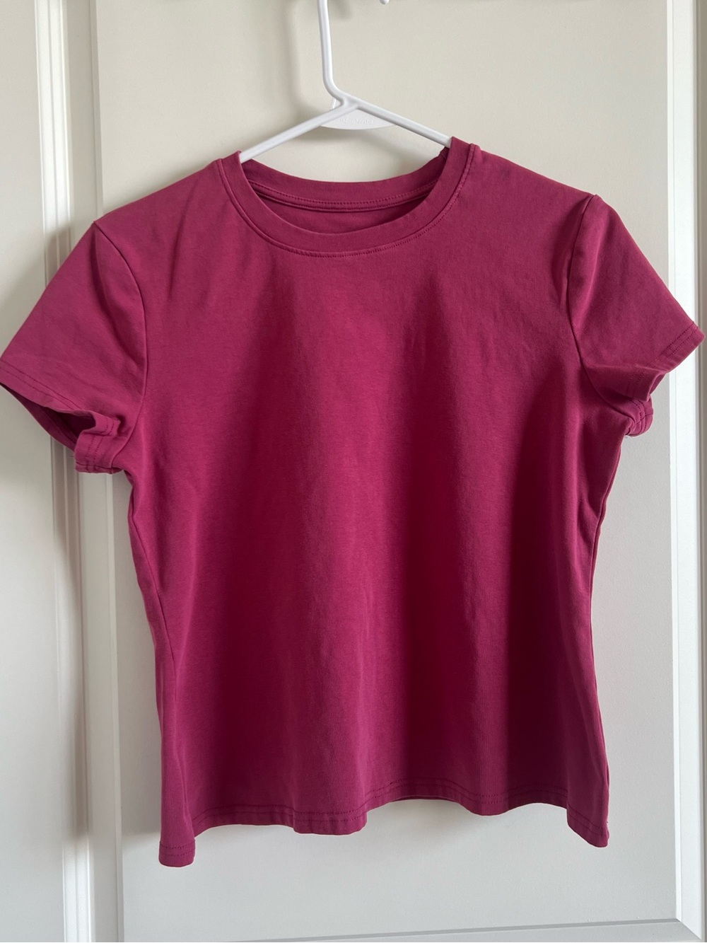 Crew Neck Short Sleeve Top - Magenta